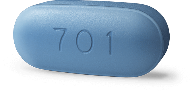 FTC/TDF pill with 701 debossed.